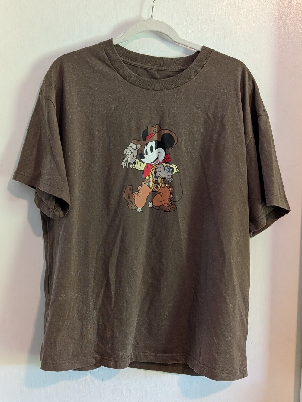 🏰 Disney Cowboy Mickey Mouse Loop Embroidered XL Brown shirt